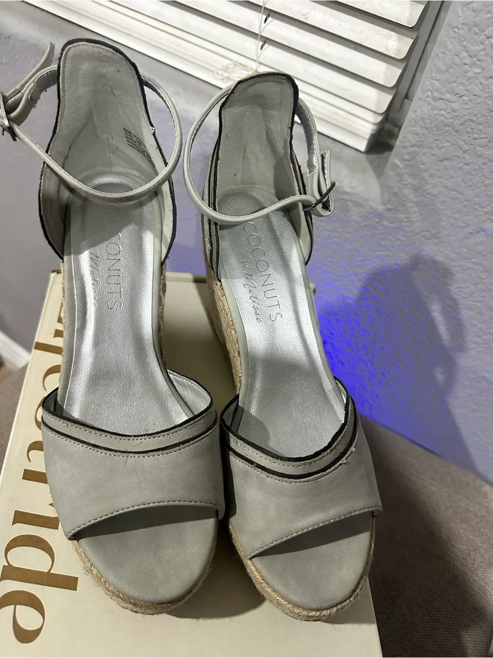 Coconuts by Matisse Gray Espadrille Wedge Sandals Bon Voyage